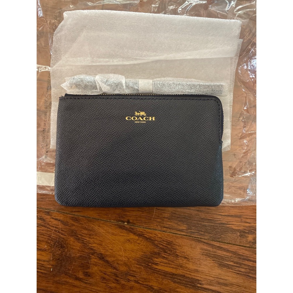 Coach Black Leather Wristlet - Picture 1 of 4